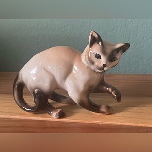 Vintage Siamese Cat Figurine Statue Porcelain Unique 6”